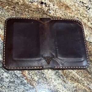 Bull Sheath Leather Dark Brown RFID Card Holder with Bull Design